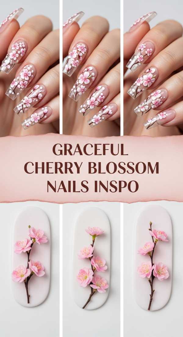 Graceful Cherry Blossom Nails Inspo 69ecf7523d874
