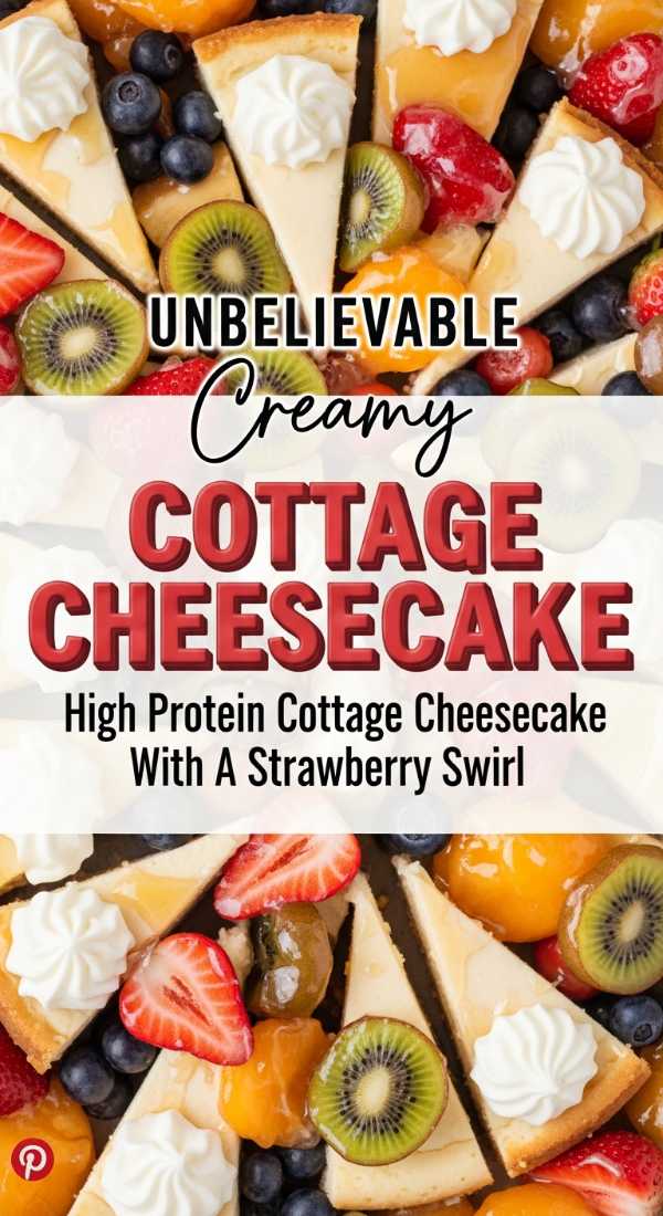 High Protein Cottage Cheese Cheesecake With A Strawberry Swirl 69edb91976f69