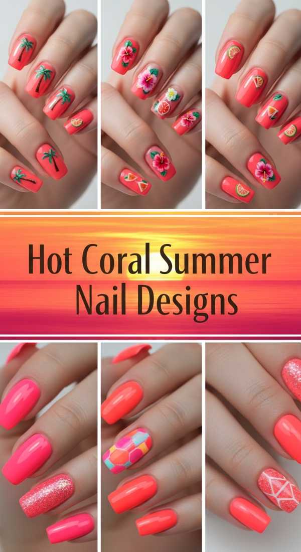 Hot Coral Summer Nail Designs 69ef3c6a6a768