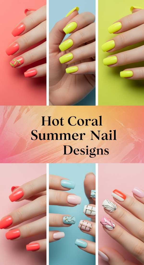 Hot Coral Summer Nail Designs 69f32b83dd49f