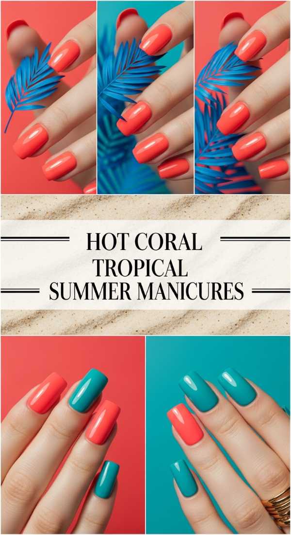 Hot Coral Tropical Summer Manicures 69f0cc39f1a8c