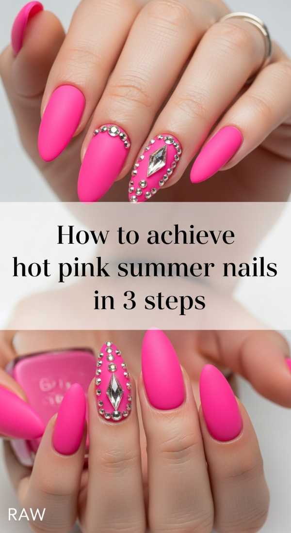 Hot Pink Matte Summer Nails Tutorial 69e31ee6234ab