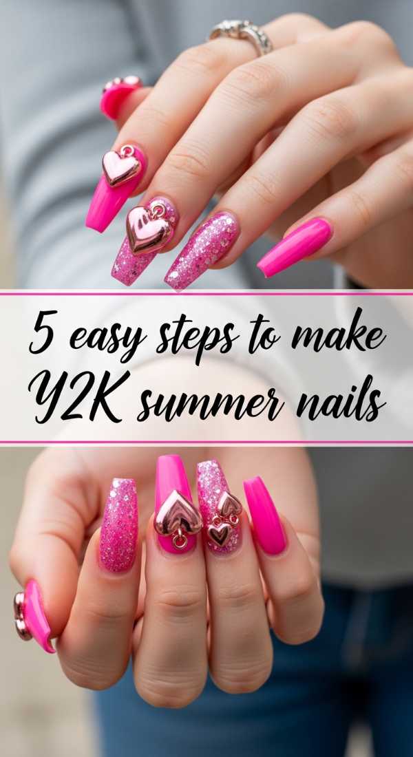 Hot Pink Y2k Heart Coffin Nails 69eba3ba34a03