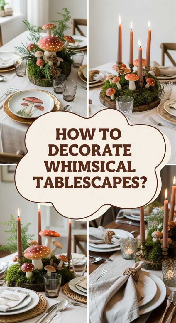 How To Decorate Mushroom Themed Tablescapes For Whimsical Dinner Parties 69ecb082d4eaa
