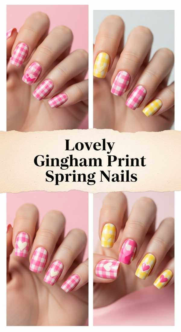 Lovely Gingham Print Spring Nails 69df3abf4feb8
