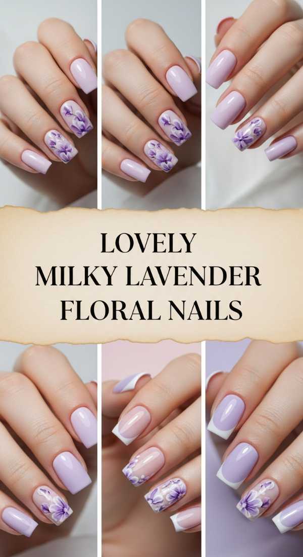 Lovely Milky Lavender Floral Nails 69f0cc2c65bbc