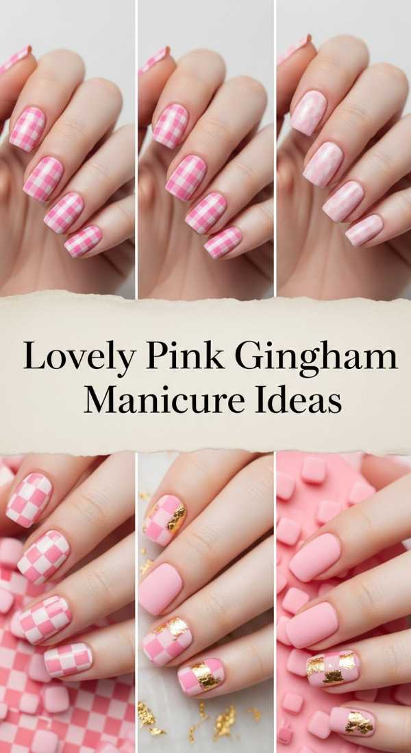 Lovely Pink Gingham Manicure Ideas 69ee4191ba734