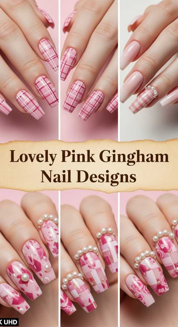 Lovely Pink Gingham Nail Designs 69ee417a5c52c