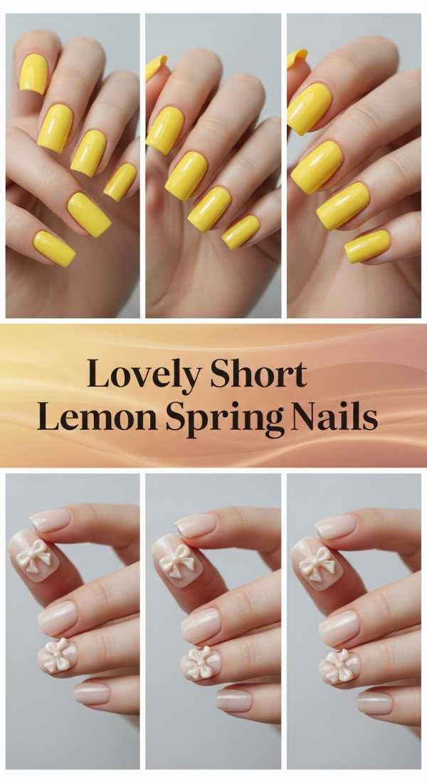 Lovely Short Lemon Spring Nails 69e5f3dcd2d06