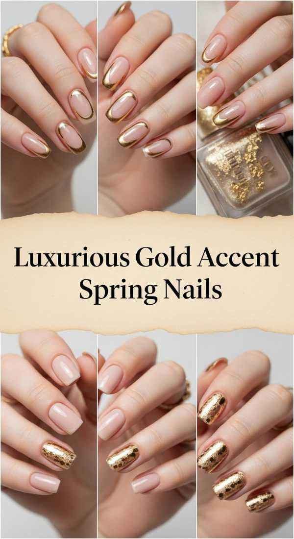 Luxurious Gold Accent Spring Nails 69f2495ed55b4