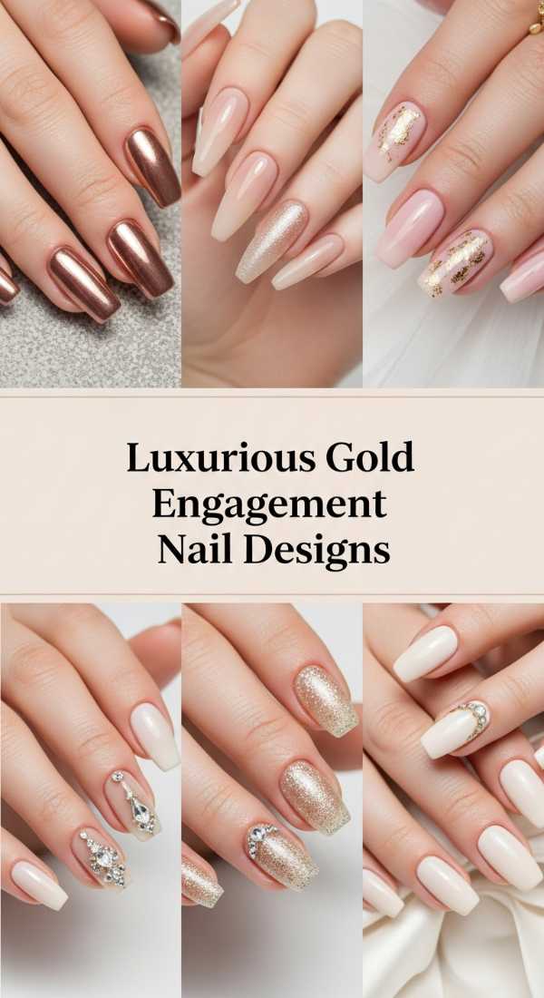 Luxurious Gold Engagement Nail Designs 69e757b4292ac