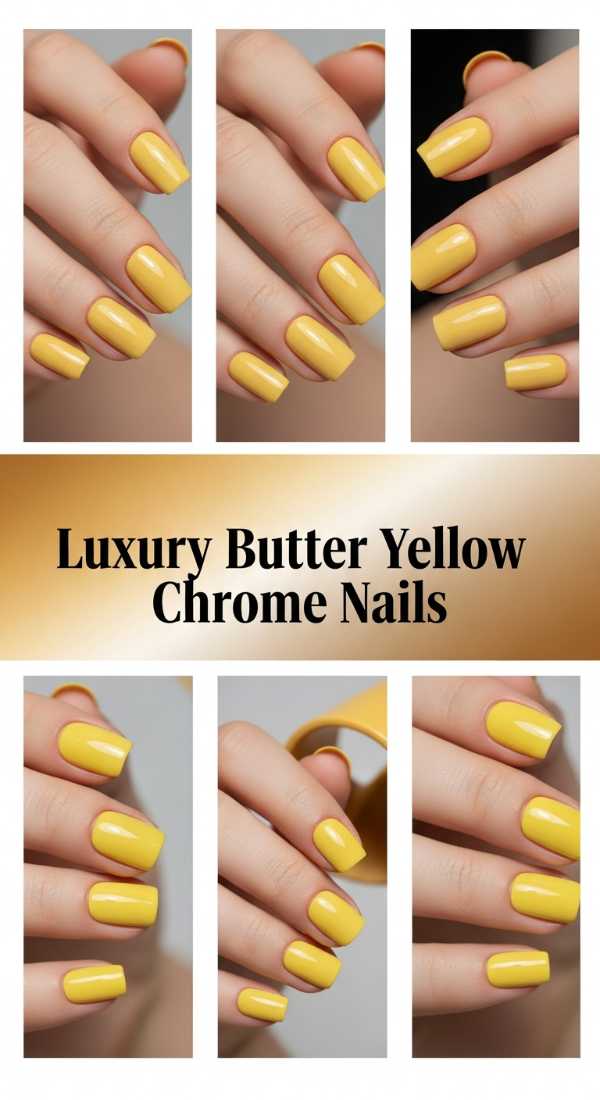 Luxury Butter Yellow Chrome Nails 69f32b90a7da6