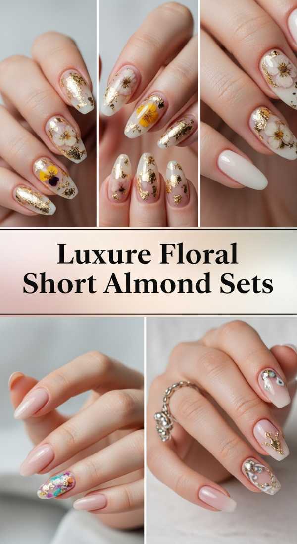 Luxury Floral Short Almond Sets 69f24a5e73d04