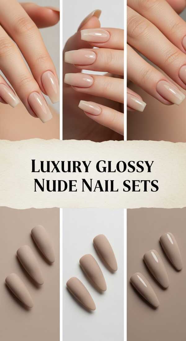 Luxury Glossy Nude Nail Sets 69eb727225217