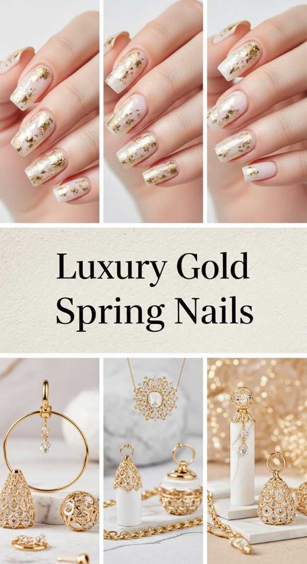 Luxury Gold Spring Nails 69ecf7581125b