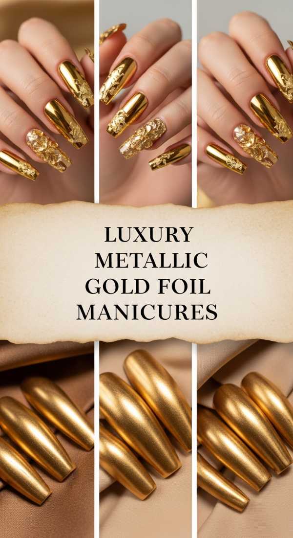 Luxury Metallic Gold Foil Manicures 69eb727ec2af0