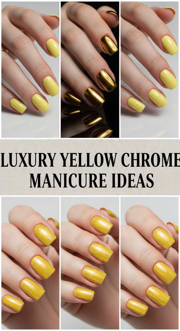Luxury Yellow Chrome Manicure Ideas 69ecf87f4e98a