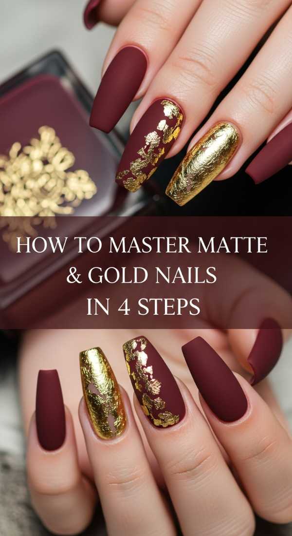 Matte Burgundy Gold Prom Nails 69e31ef37e0ed