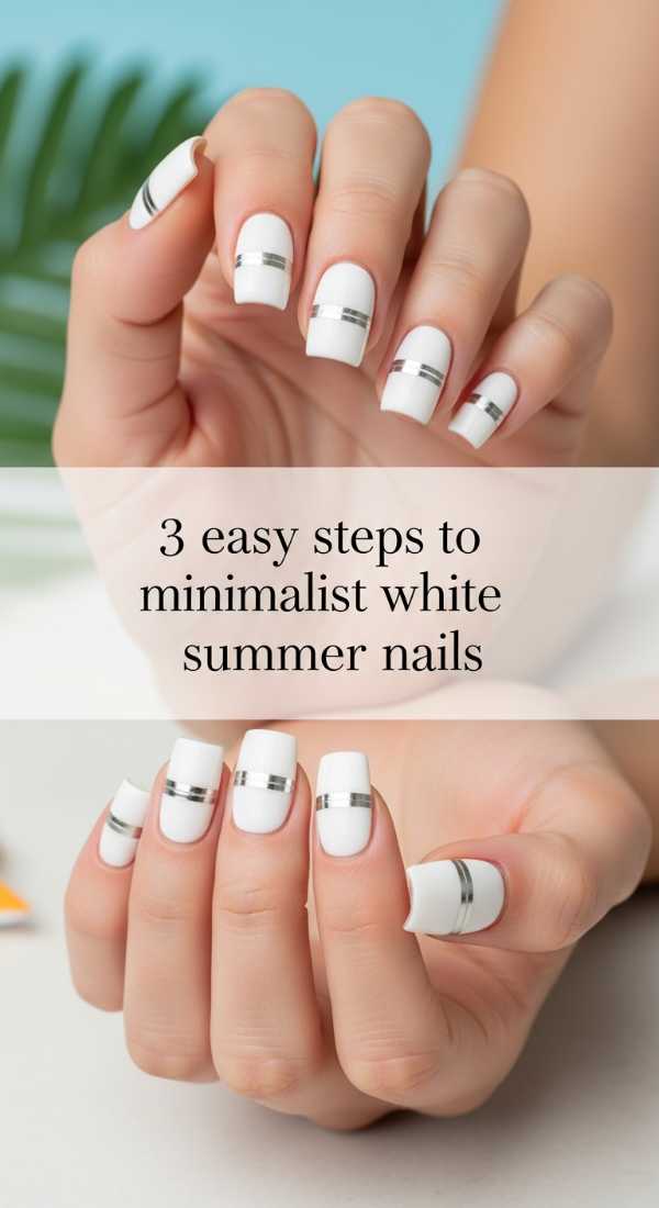 Minimalist White Silver Summer Nails 69e31ee69501d