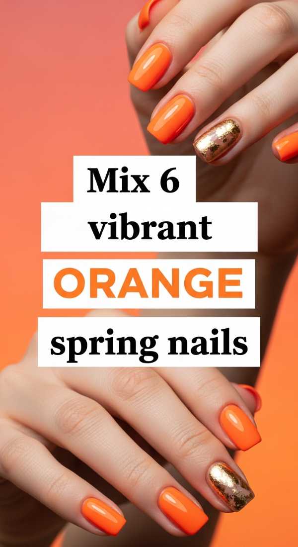 Mix 6 Vibrant Orange Spring Nails 69e3c1d0c3bf4