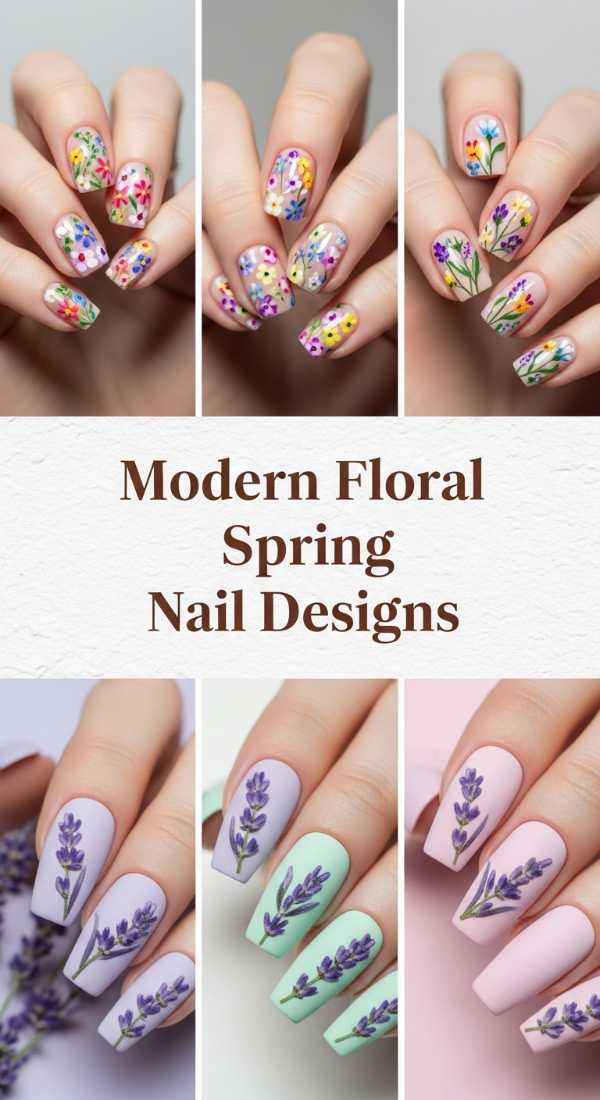 Modern Floral Spring Nail Designs