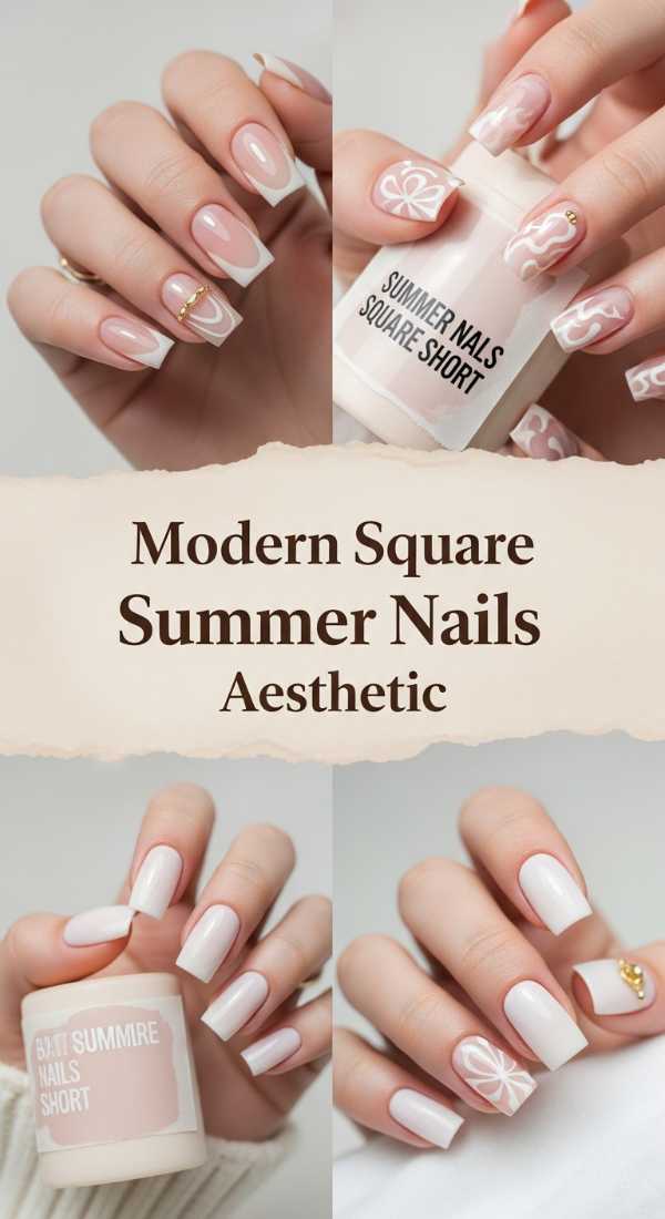 Modern Square Summer Nails Aesthetic 69e757b8b50ca