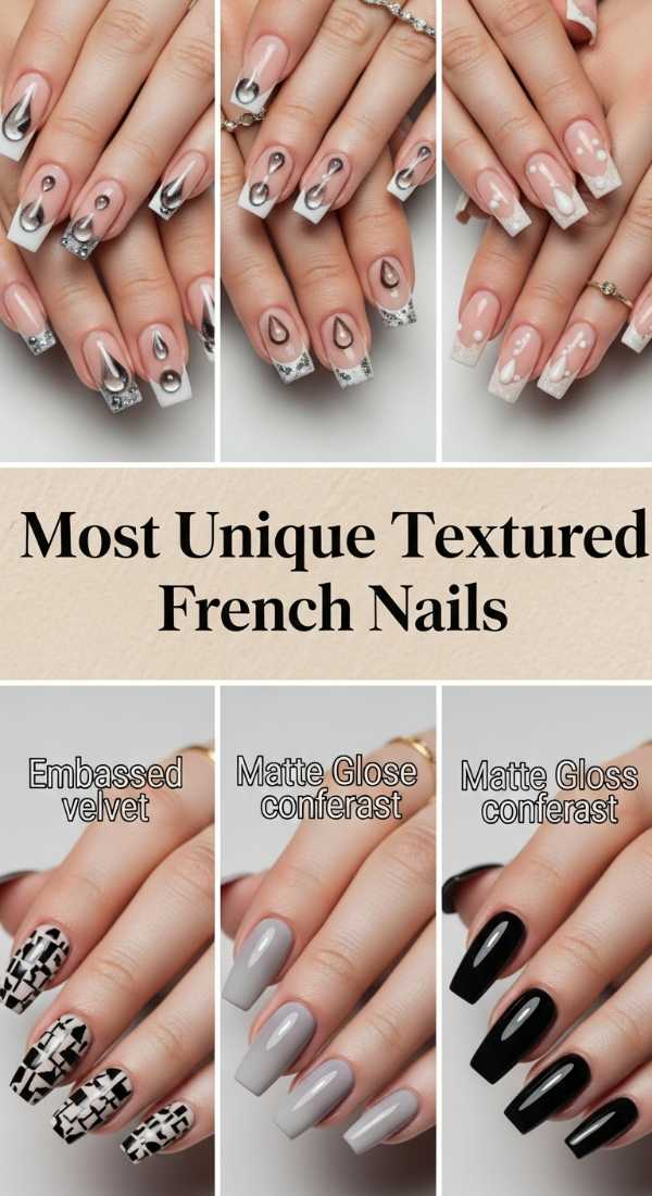 Most Unique Textured French Nails 69e350f5cdc97