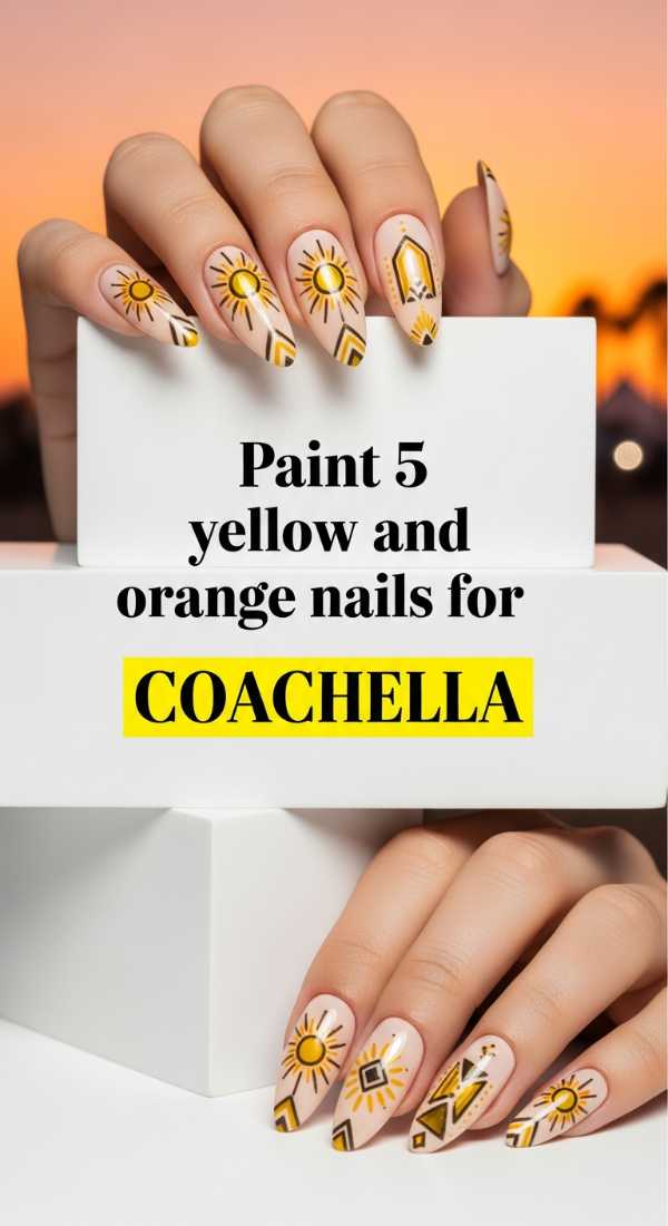 Paint 5 Yellow And Orange Nails For Coachella 69eba3b885fb9