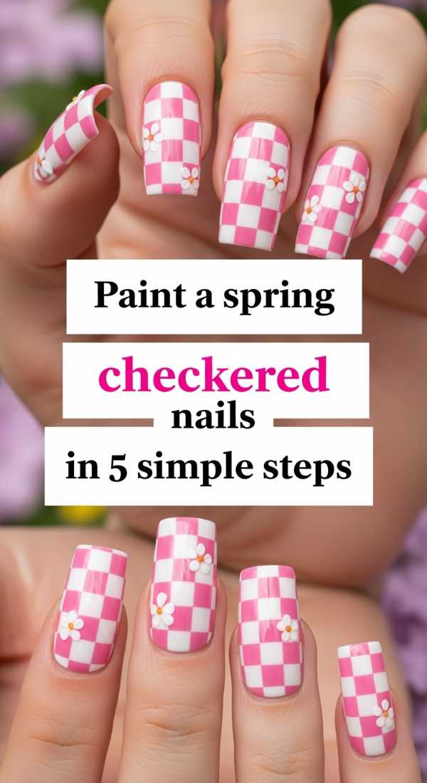Paint Spring Checkered Nails In 5 Simple Steps 69ea699dc9226
