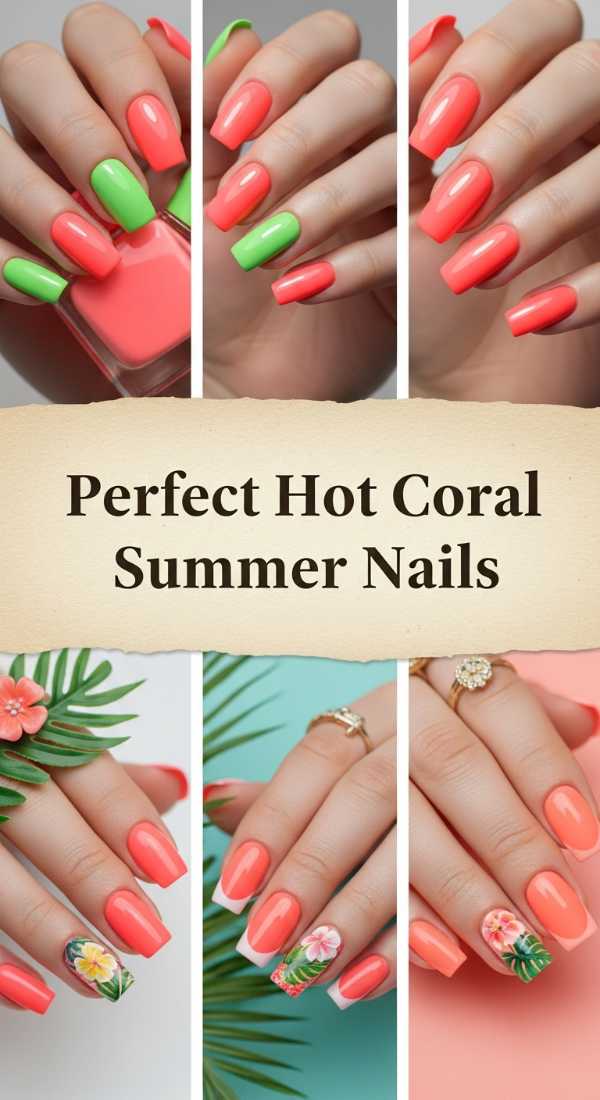 Perfect Hot Coral Summer Nails 69f32d729209c