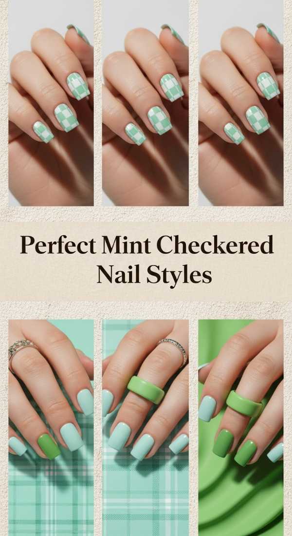 Perfect Mint Checkered Nail Styles 69e9ccf791be0