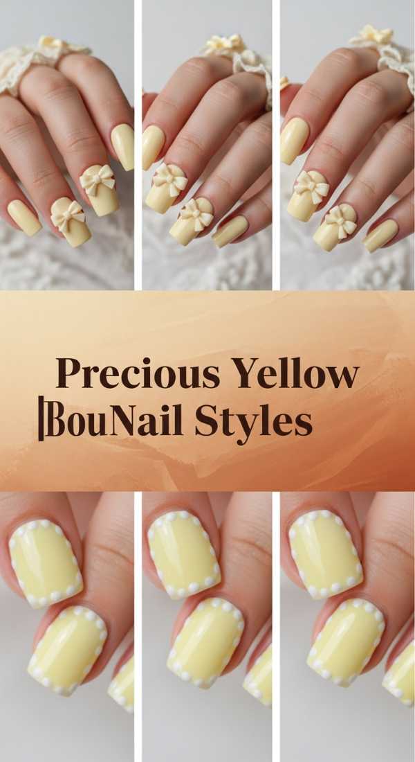Precious Yellow Bow Nail Styles 69ee41921b547