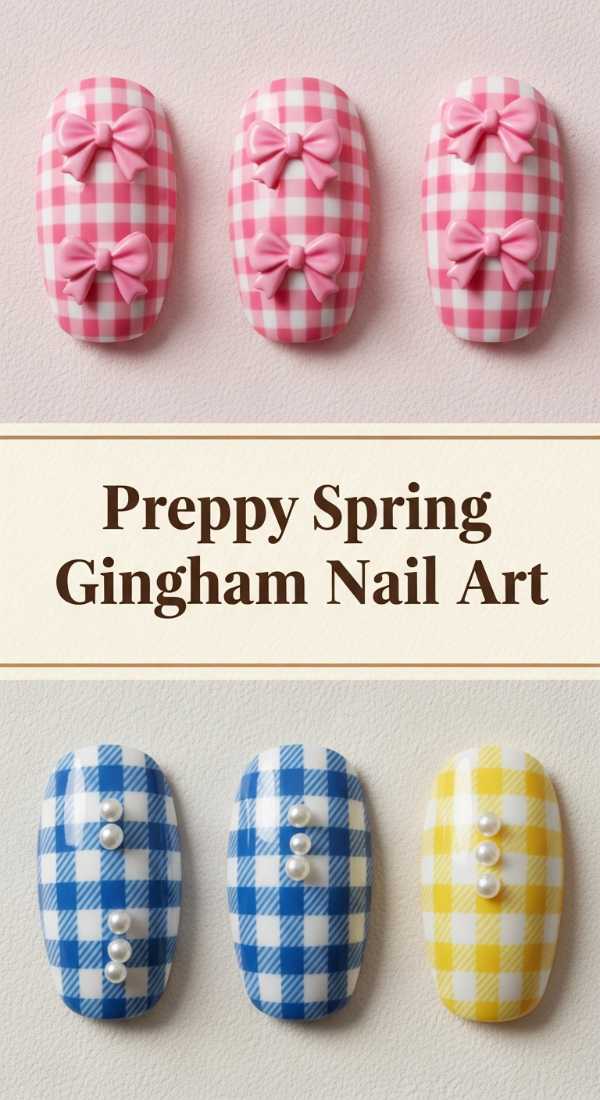 Preppy Spring Gingham Nail Art 69e5f3e17fc30