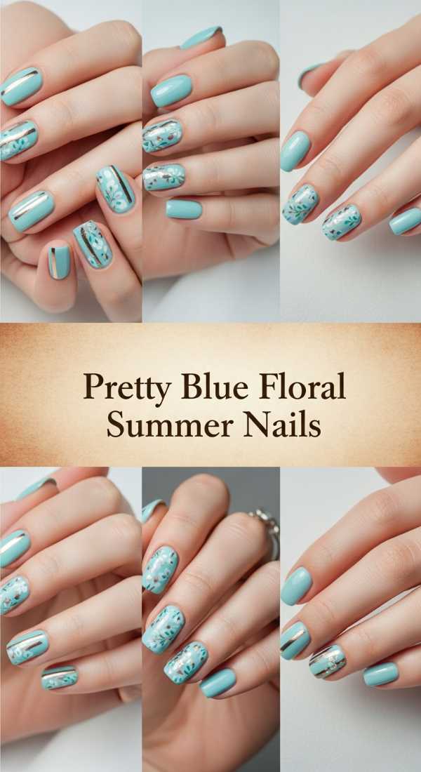 Pretty Blue Floral Summer Nails 69ee591d59dfa