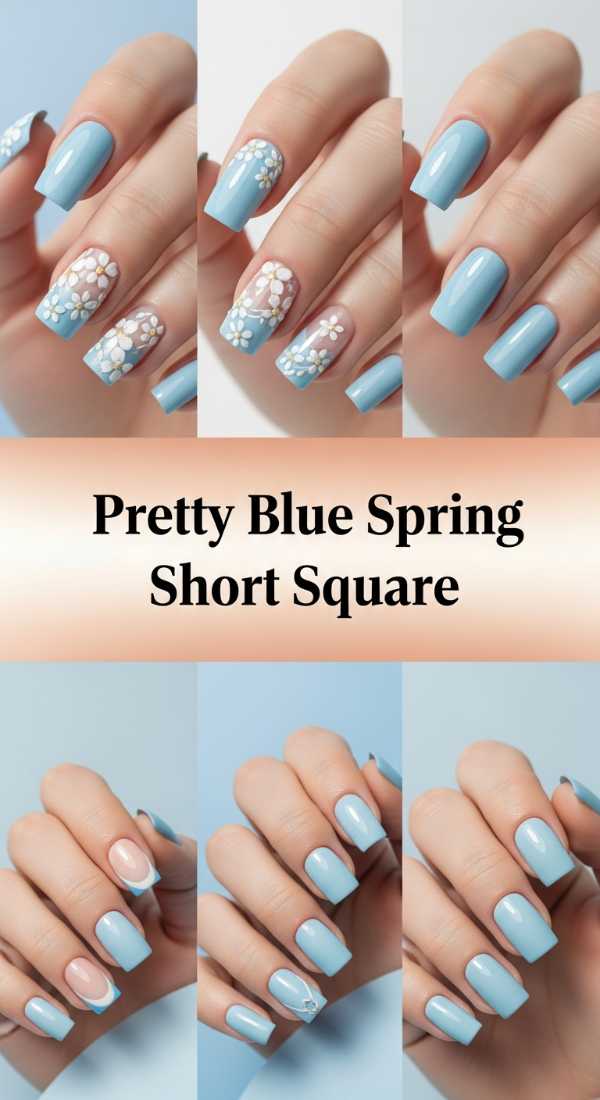 Pretty Blue Spring Short Square 69ee417aa0a20