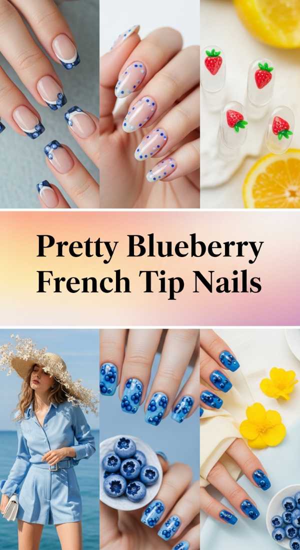 Pretty Blueberry French Tip Nails 69ecf73fc8265