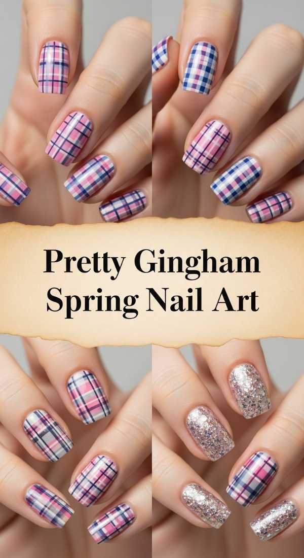 Pretty Gingham Spring Nail Art 69e4e4a5b948d