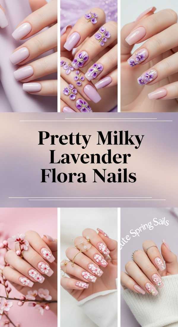 Pretty Milky Lavender Floral Nails 69f32b8268ca5