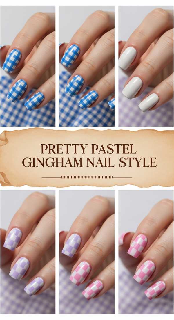 Pretty Pastel Gingham Nail Style 69ee407f59207