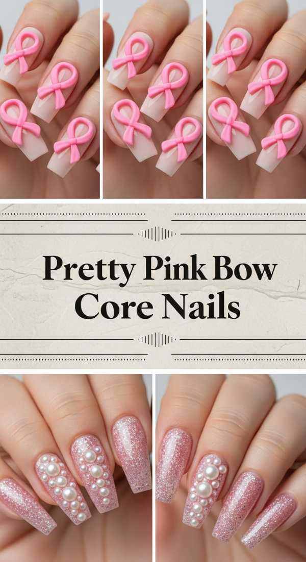 Pretty Pink Bow Core Nails 69eb726f6b918
