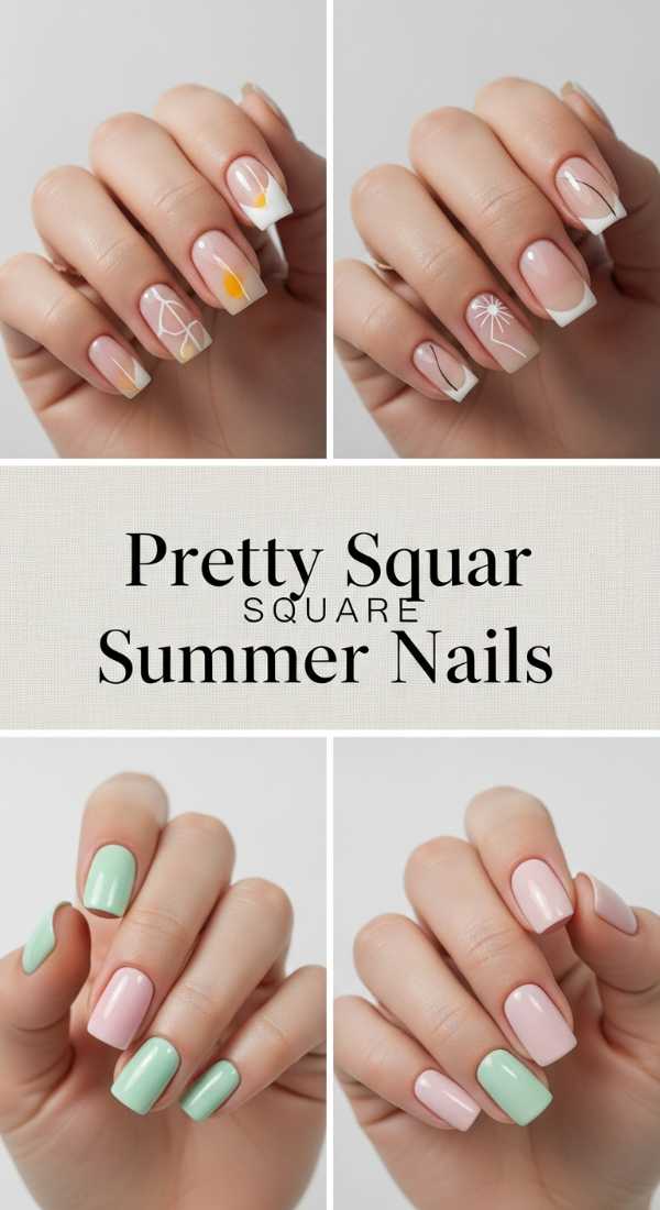 Pretty Short Square Summer Nails 69ef3c6ab231b
