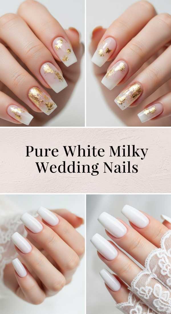 Pure White Milky Wedding Nails 69e757bade79b