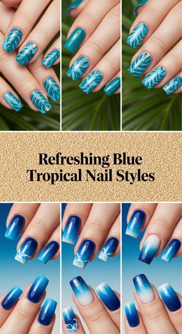 Refreshing Blue Tropical Nail Styles 69ef3ad9cfa74