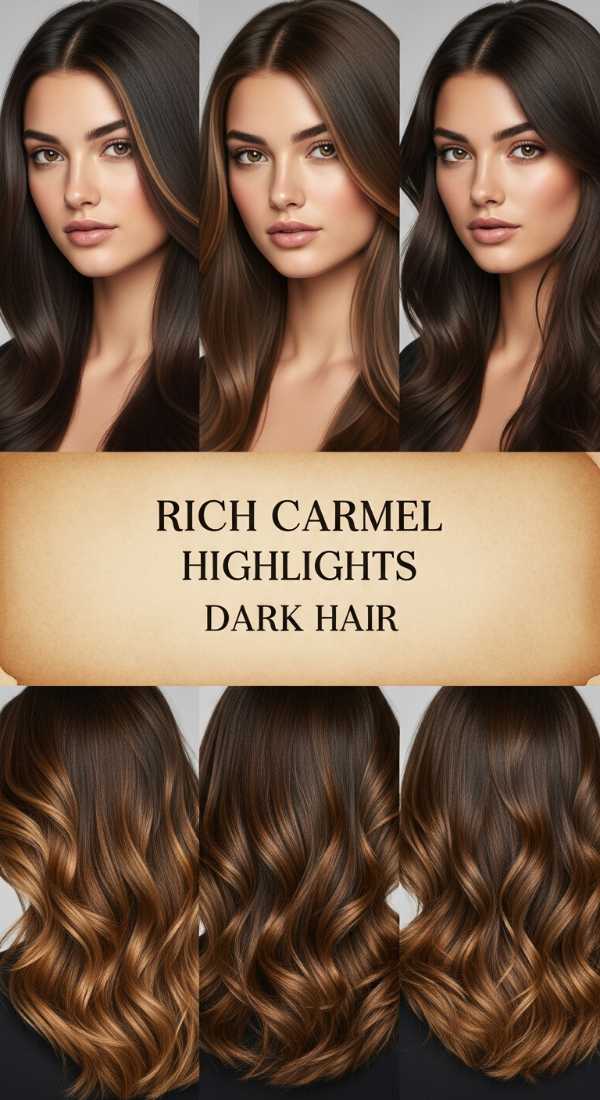 Rich Carmel Highlights Dark Hair 69e742cddf2ba