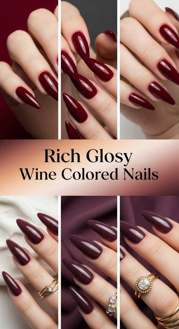 Rich Glossy Wine Colored Nails 69ece59f877f0