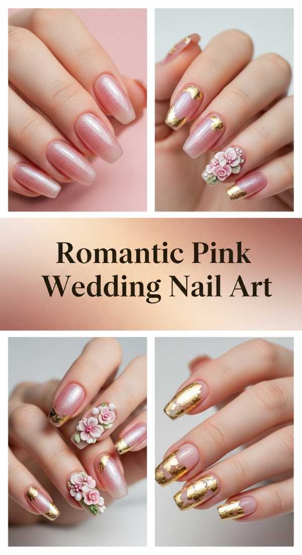 Romantic Pink Wedding Nail Art