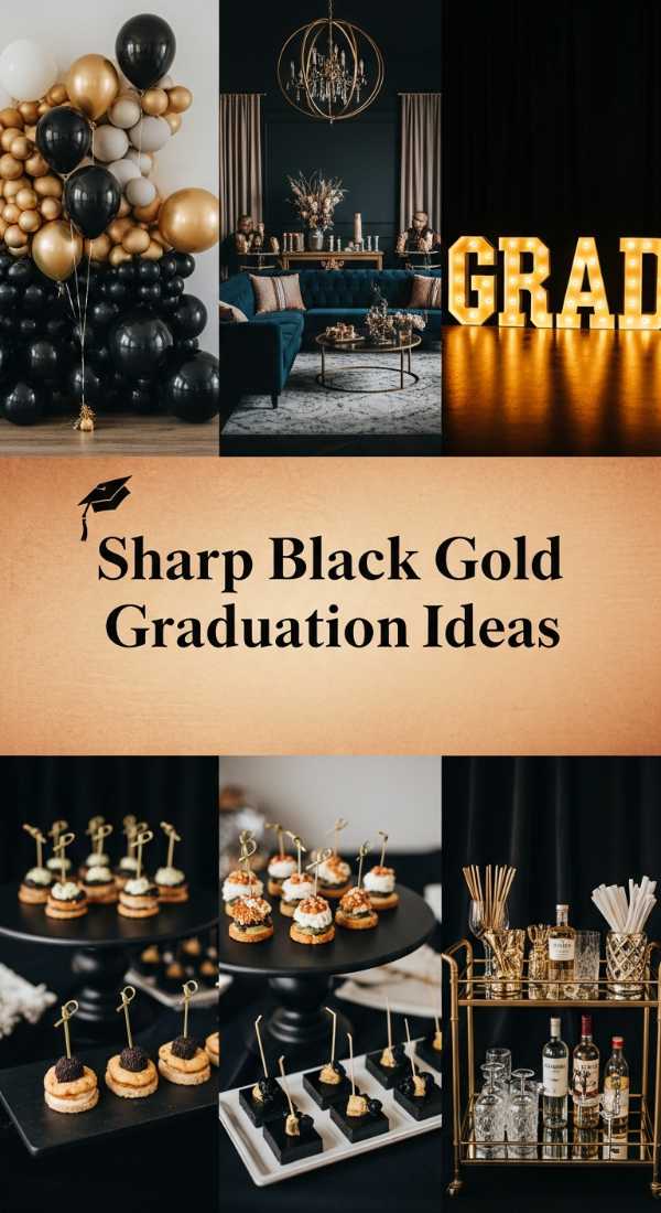 Sharp Black Gold Graduation Ideas 69e32c559e8a3