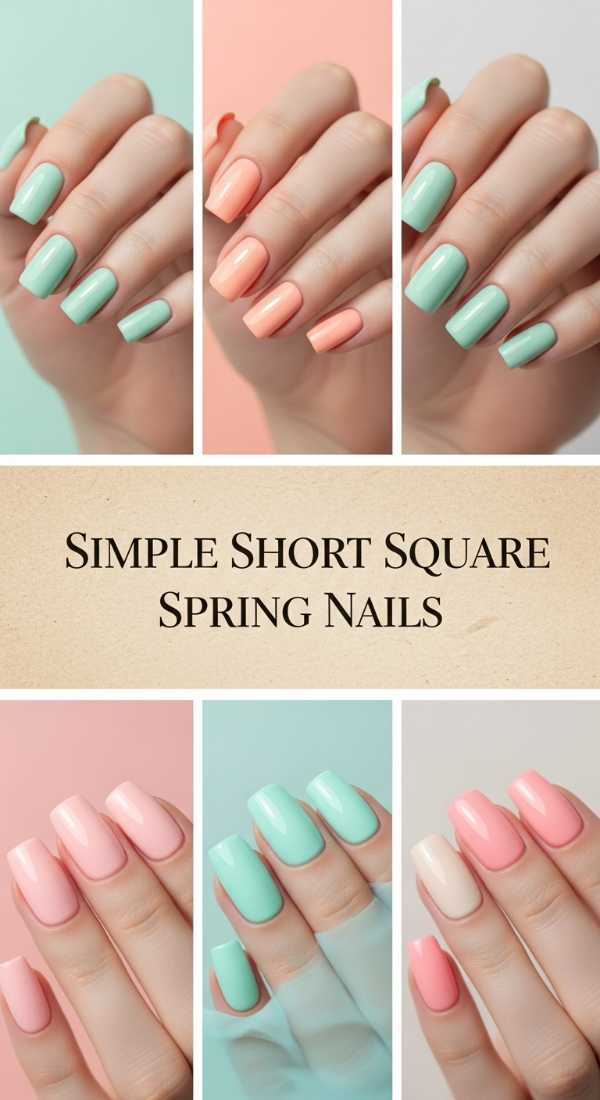 Simple Short Square Spring Nails 69df1ba55bf93