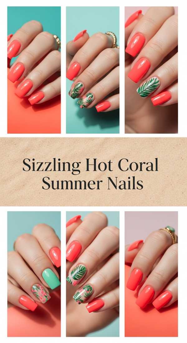 Sizzling Hot Coral Summer Nails 69f0cc4e2cdad