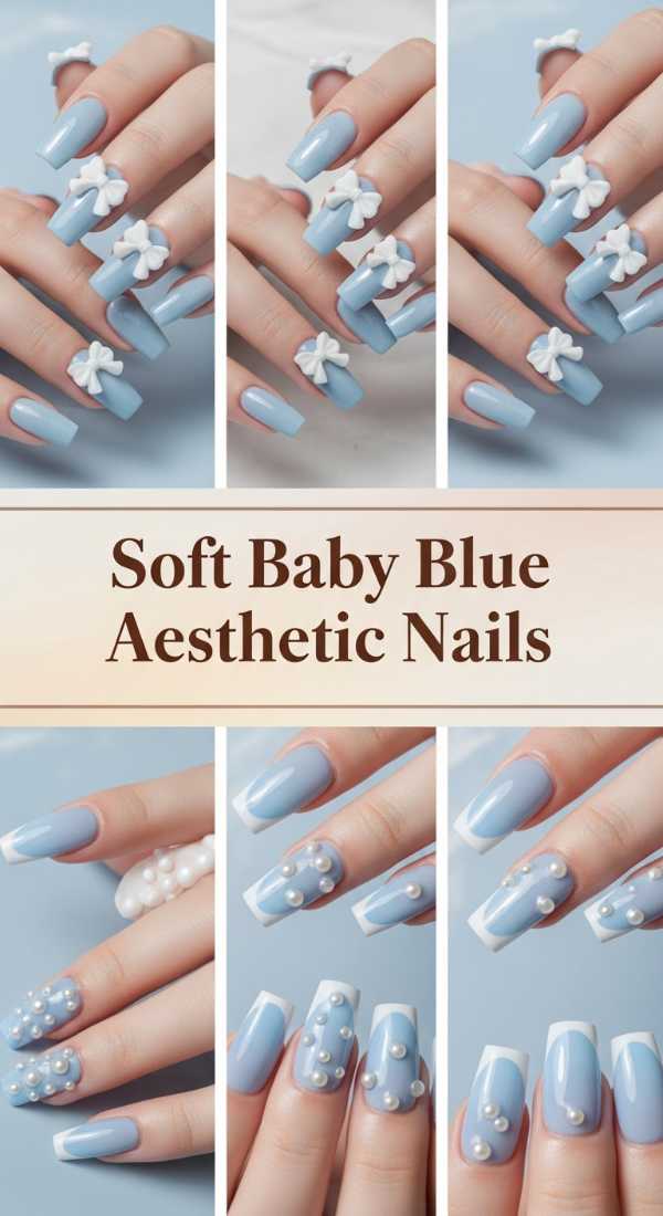 Soft Baby Blue Aesthetic Nails